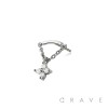316L SURGICAL STEEL THREADLESS PUSH IN CROSS ROUND BEZEL CHAIN DANGLE DANGLE CZ TOP PART